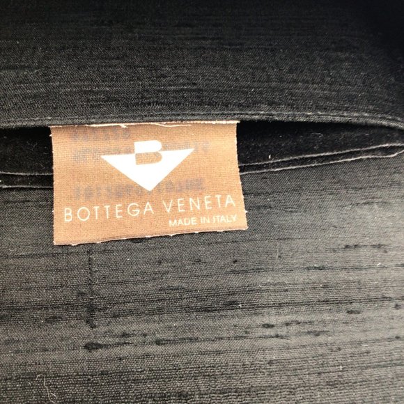 BOTTEGA VENETA VINTAGE BLACK SHELL DETAIL SILK HANDBAG - Picture 10 of 12